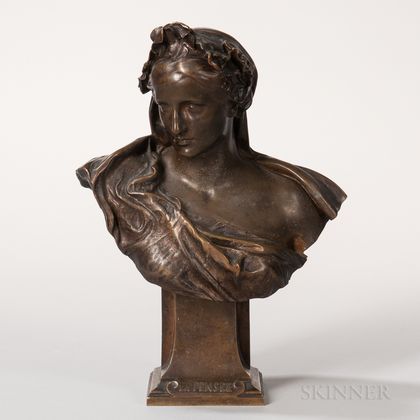Gustave Frederic Michel (French, 1851-1924) Bronze Sculpture La Pensée 