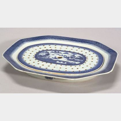 Canton Rectangular Porcelain Platter with Drainer