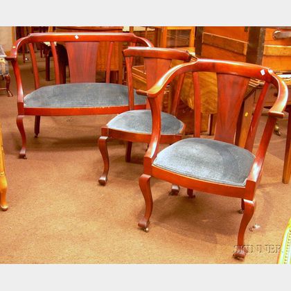 Edwardian Upholstered Maple Parlor Set