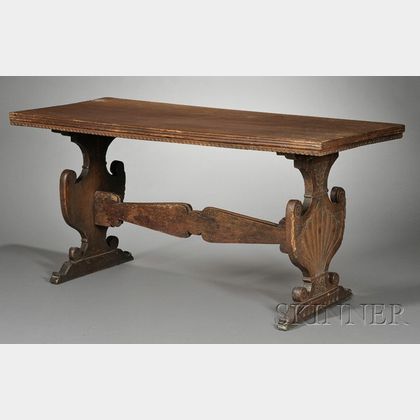 Italian Renaissance Walnut Trestle Table