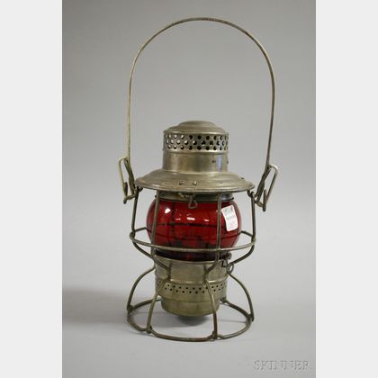 Adams & Westlake Co. Kerosene Railroad Lantern with Red Etched D. & R.G.W.R.R. Glass Globe