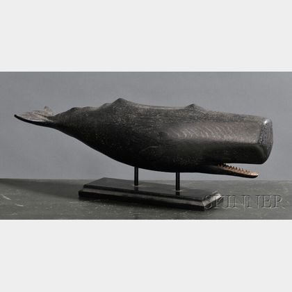 Voorhees Carved and Painted Wooden Sperm Whale Figure