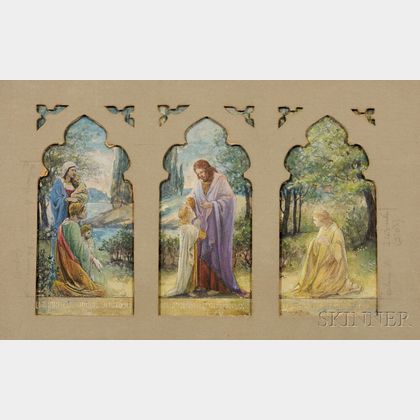 Studio of Louis Comfort Tiffany (American, 1848-1933),Three Stained Glass Window Studies for the Plymouth Congregational Church, Milwa