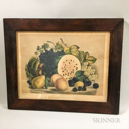 Framed Currier & Ives Lithograph Autumn Fruits 