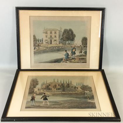 After James Pollard (British, 1792-1867) Two Framed Prints: Fly Fishing