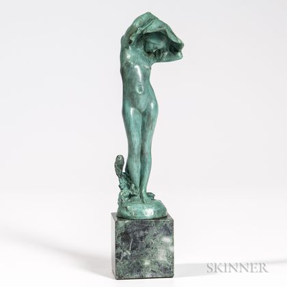 Edward Berge (American, 1876-1924) Gorham Bronze Figure of a Nymph with Poppy