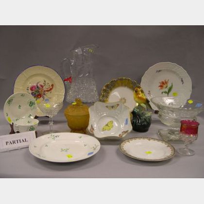 Large Group of Decorated Ceramic and Glass Tableware