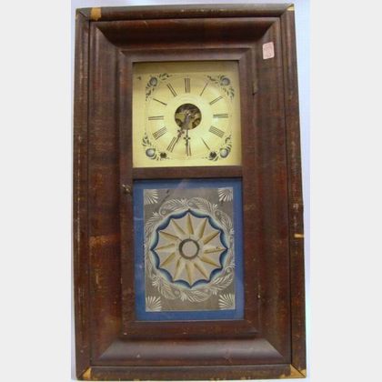 J.J. Beals & Co. Mahogany Veneer Ogee and Reverse-Painted Shelf Clock