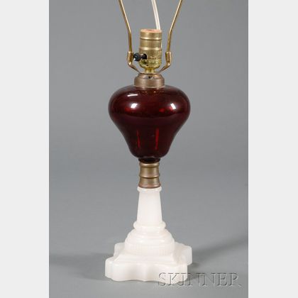 Cranberry and Pressed Clambroth Fluid Lamp
