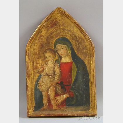 Italian Painted and Giltwood Icon of the Madonna and Child