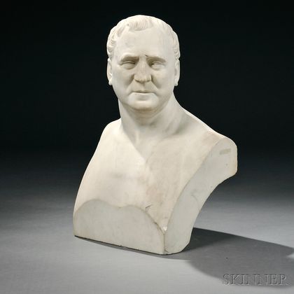 Thomas Dow Jones (American, 1811-1881) White Marble Bust of a Man