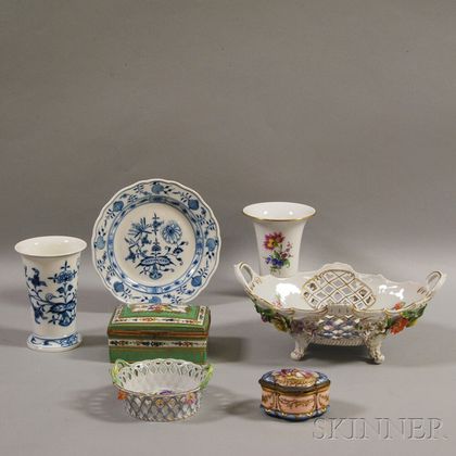 Seven Pieces of Continental Porcelain