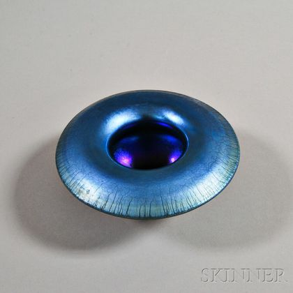 Blue Aurene on Calcite Art Glass Bowl