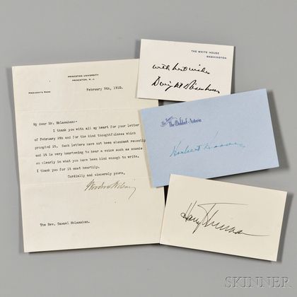 Presidential Signed Material: Wilson, Hoover, Truman, and Eisenhower.