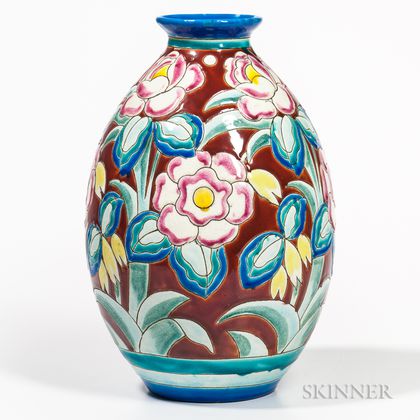 Boch Freres Keramis Floral Vase