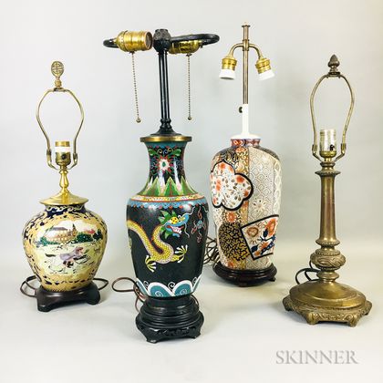 Four Asian-style Lamp Vases