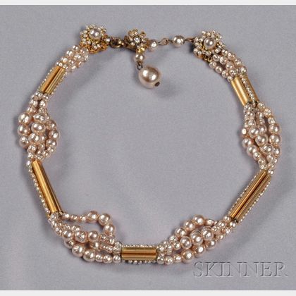 Vintage Imitation Pearl Necklace, Miriam Haskell