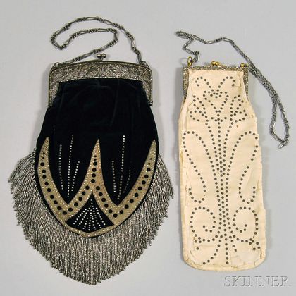Two Beaded and Embroidered Evening Bags on Metal Clasp Framework