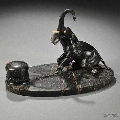 Austrian Bronze Elephant-form Ink Stand