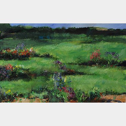 Heidi Coutu (American, 20th/21st Century) Landscape with Flowers.
