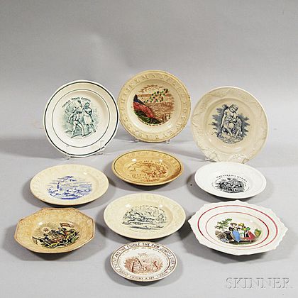 Ten Staffordshire Transfer-printed Dishes
