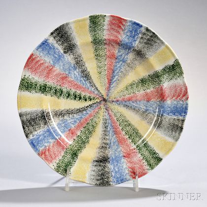 Five-color Spatterware Plate
