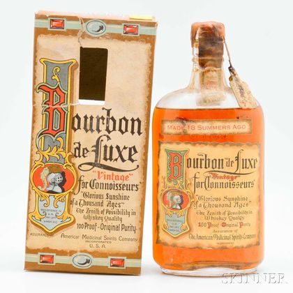 Bourbon de Luxe 18 Summers Old 1916, 1 pint bottle (oc) 