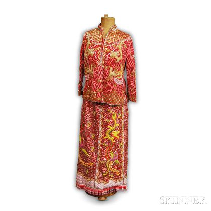 Chinese Heavily Woman's Beaded Suit