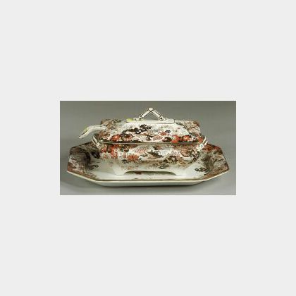 Rigdways Earthenware Chinoiserie Tureen on Stand with Ladle