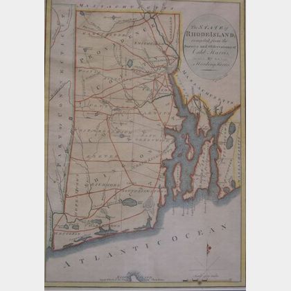 Framed c. 1790 Map of The State of Rhode Island