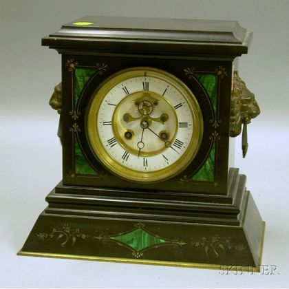 French Black Slate Mantel Clock