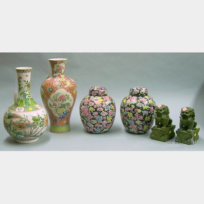 Six Asian Ceramic and Bronze Items