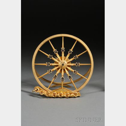 French Gilt-metal Wheel-form Timepiece
