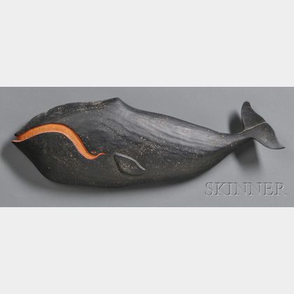 Voorhees Carved and Painted Wooden Right Whale Plaque