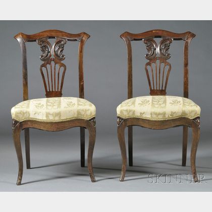 Pair of Carved Rosewood Side Chairs