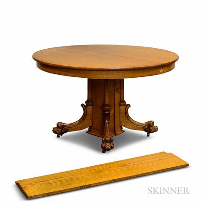 Gothic Revival-style Carved Golden Oak Claw-foot Dining Table