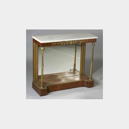 Louis XVI Style Mahogany, Parcel Gilt, and Ormolu Mounted Side Table