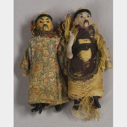 Two Small All-Bisque Oriental Dolls