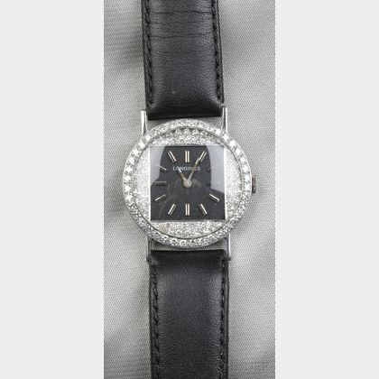 14kt White Gold and Diamond Wristwatch, Longines