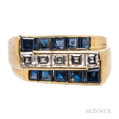18kt Gold, Sapphire, and Diamond Ring, Oscar Heyman