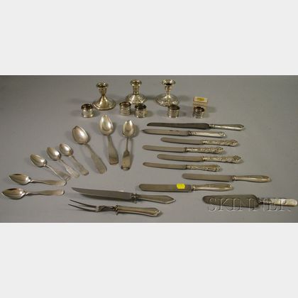 Group of Sterling Silver and Silver Plated Flatware and Serving Items