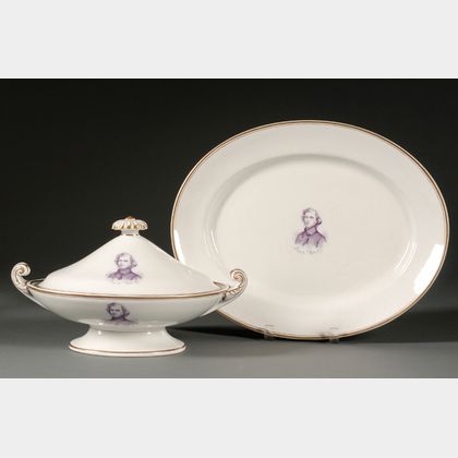 Neal Dow Presentation Oval Porcelain Covered Tureen and Underplate