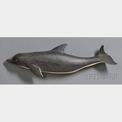 Voorhees Carved and Painted Wooden Bottlenose Dolphin Plaque