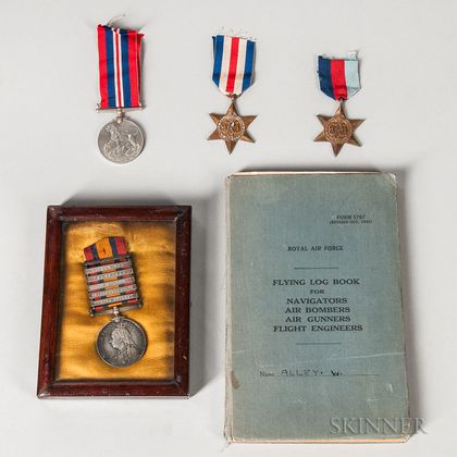 RAF WWII Lancaster Bomber Flying Logbook And Four British Medals