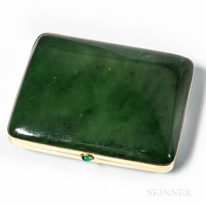 Gold-mounted Jade Cigarette Case