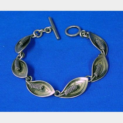 Danish Modern Aarre & Krogh Sterling Silver Leaf Link Bracelet