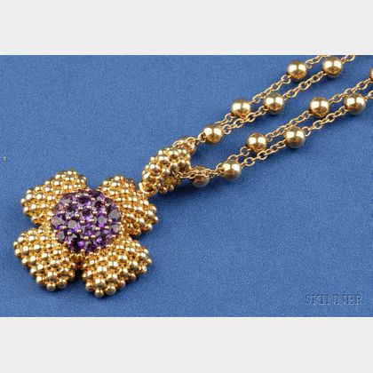 18kt Gold and Amethyst Pendant Necklace