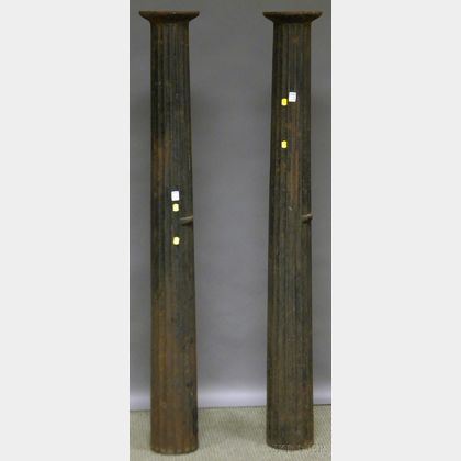 Pair of Black-painted Cast Iron Fluted Columns