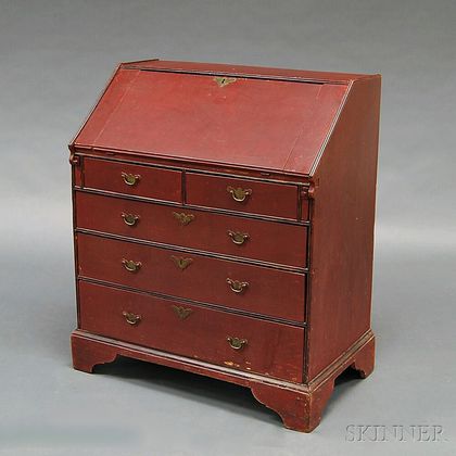 Chippendale Red-painted Slant-lid Desk