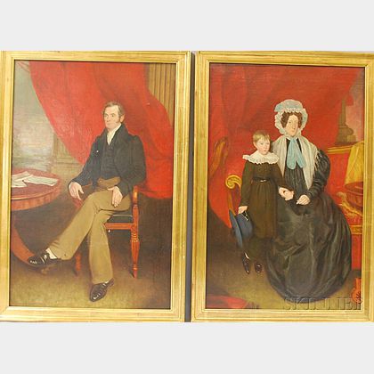 British School, 19th Century Pair of Family Portraits: Gentleman